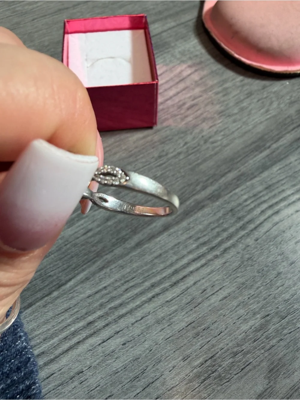 Silver-Tone Oval Halo Cubic Zirconia Women's Ring - Silver Size 8